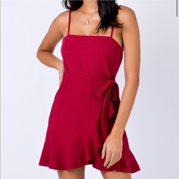 Princess Polly Caedere Mini Dress in Maroon Size 2 New with tag - Picture 2 of 14